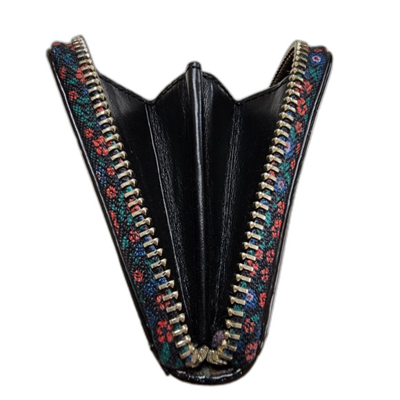 COACH Cornflower Blue Floral Accordion Zip Wallet - Picture 7 of 9